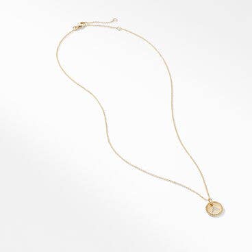 Initial Charm Necklace in 18K Yellow Gold with Diamonds, 10mm