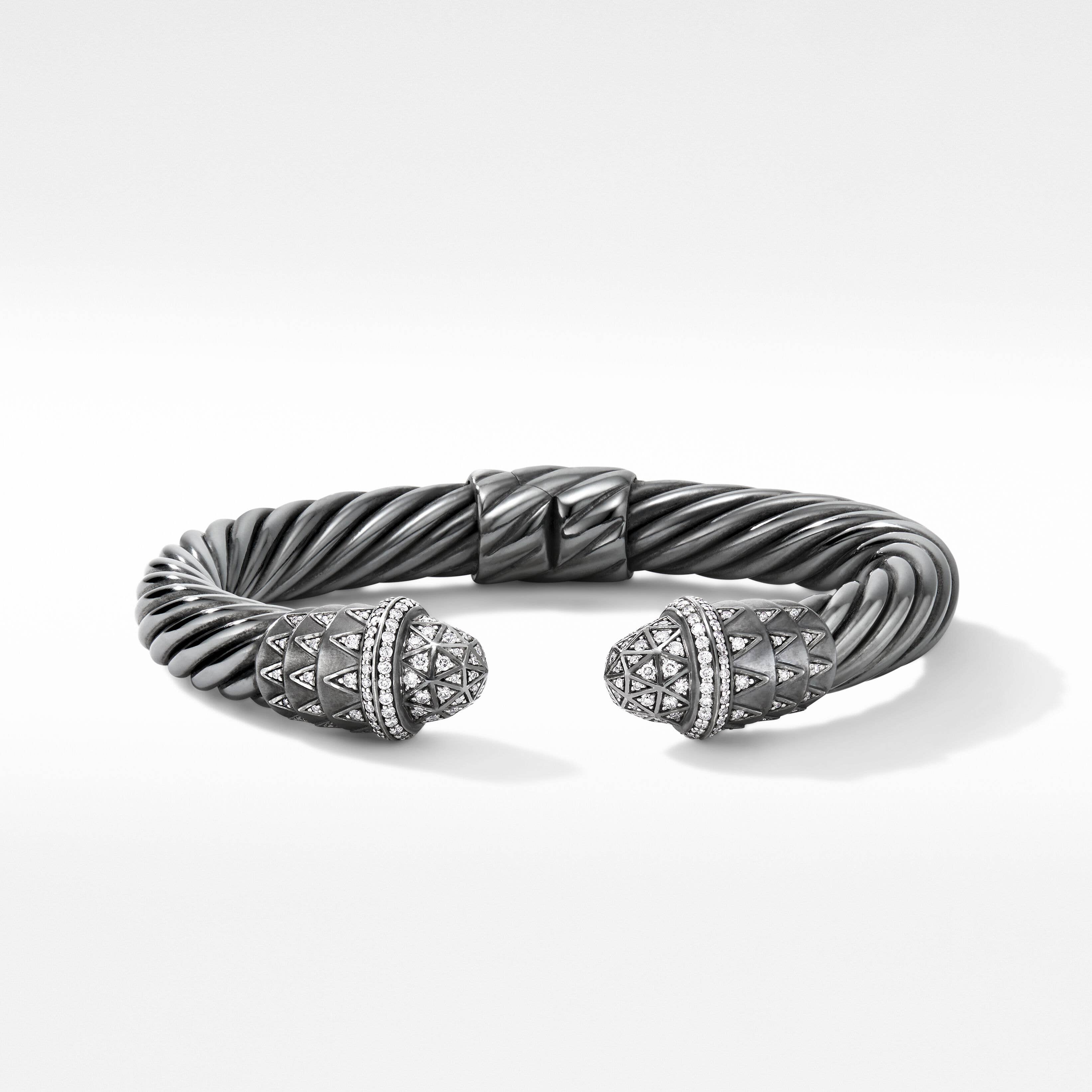 Cable Deco Bracelet in Blackened Silver with Pavé Diamonds