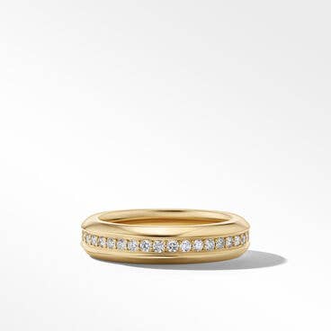Streamline® Band Ring in 18K Yellow Gold with Pavé Diamonds