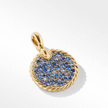 DY Elements® Water Pendant in 18K Yellow Gold with Pavé Blue Sapphires and Diamonds