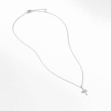 Cable Collectibles® Cross Necklace in 18K White Gold with Pavé Diamonds