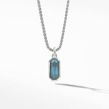 Emerald Cut Amulet in Sterling Silver with Labradorite