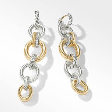 DY Mercer™ Linked Drop Earrings in Sterling Silver with 18K Yellow Gold and Pavé Diamonds