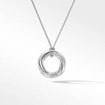 Pavé Crossover Pendant Necklace in 18K White Gold with Diamonds