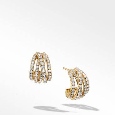 Pavé Crossover Shrimp Earrings in 18K Yellow Gold with Diamonds