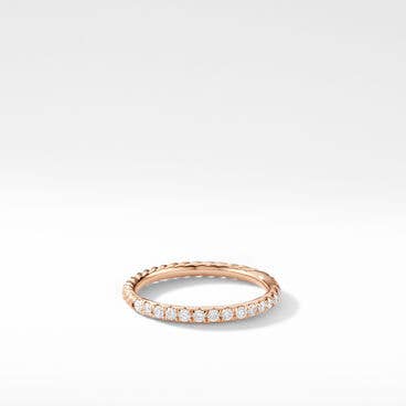 Cable Collectibles® Stack Ring in 18K Rose Gold with Pavé Diamonds