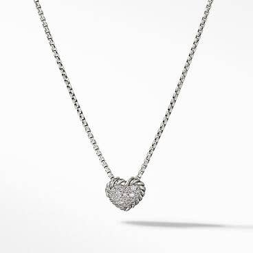 Petite Pavé Heart Necklace with Diamonds