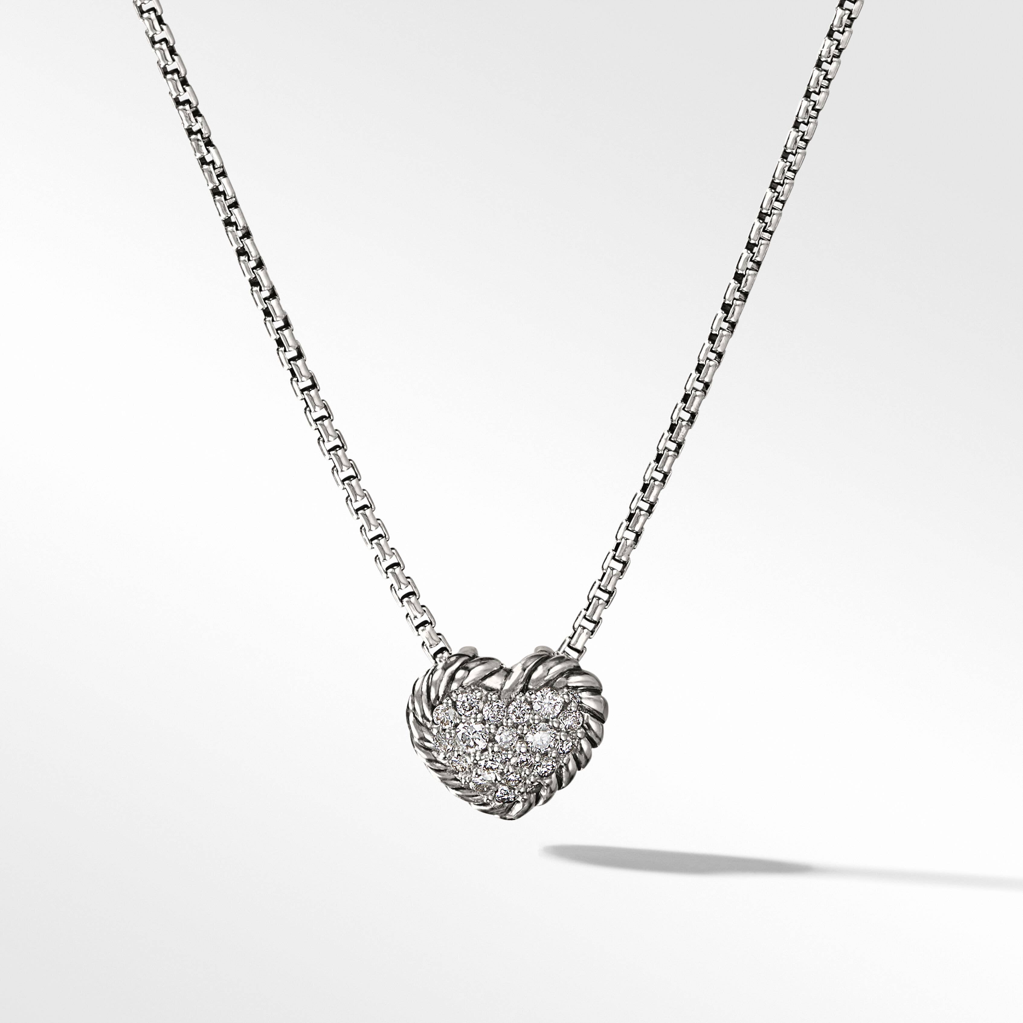 Petite Pavé Heart Necklace with Diamonds