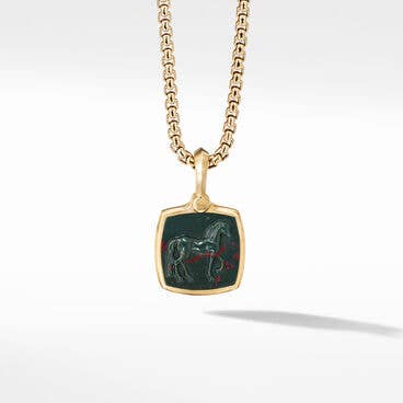 Petrvs® Horse Amulet in 18K Yellow Gold with Bloodstone