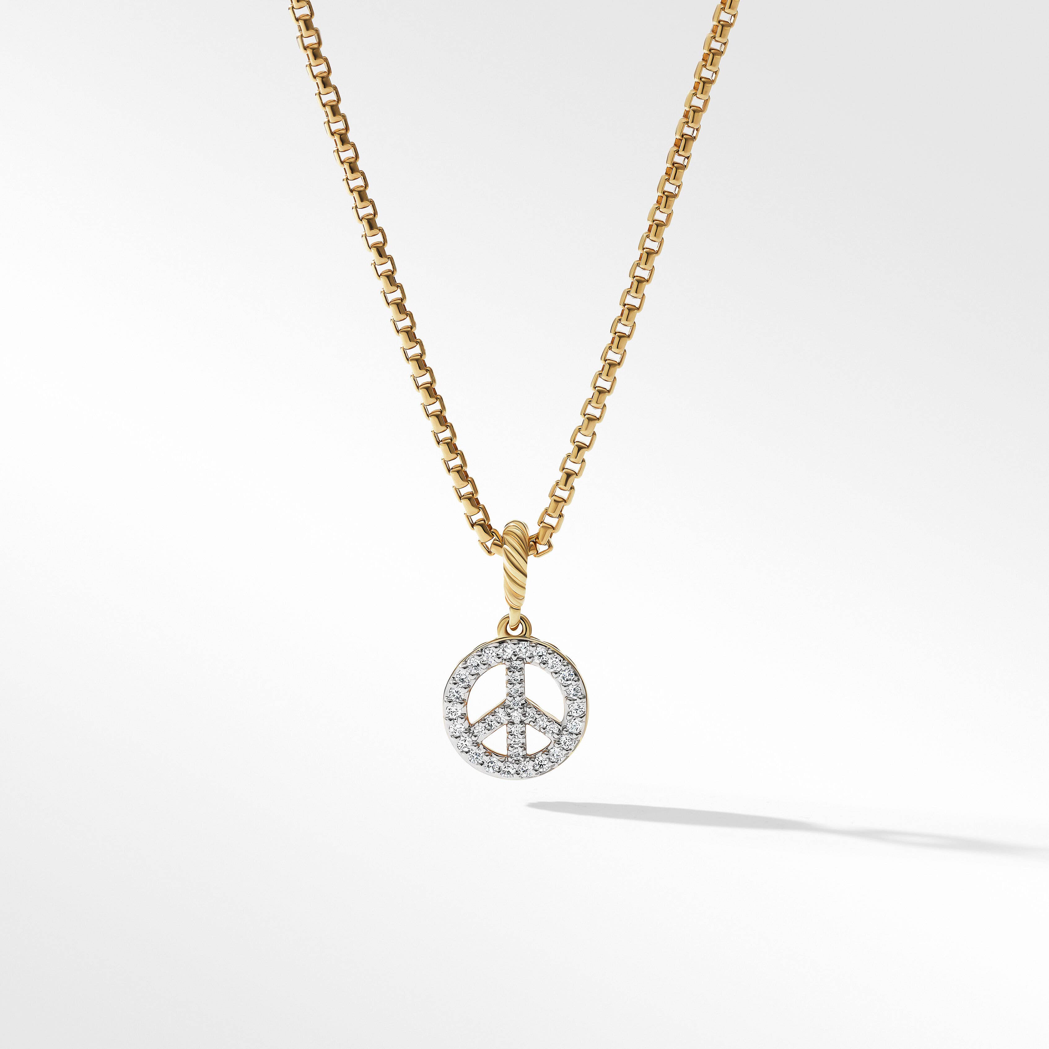 Peace Sign Amulet in 18K Yellow Gold with Pavé Diamonds