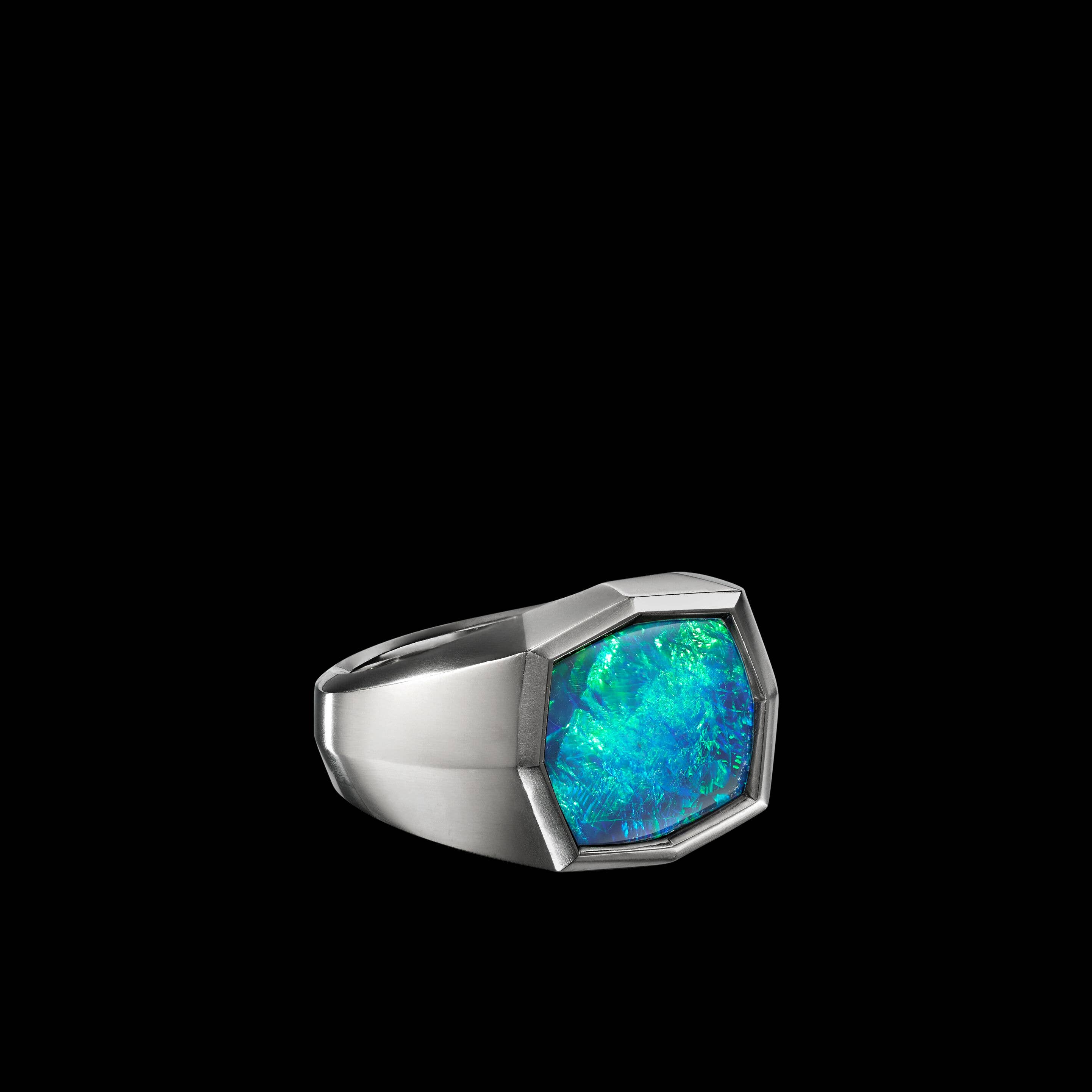 EY® Signature Signet Ring in Platinum with Black Opal