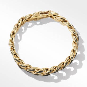Forged Carbon Curb Chain Bracelet with 18K Yellow Gold