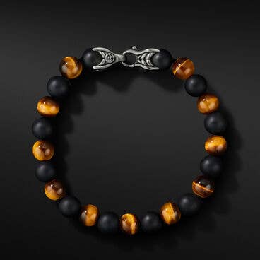 Spiritual Beads Alternating Bracelet with Tiger's Eye and Black Onyx