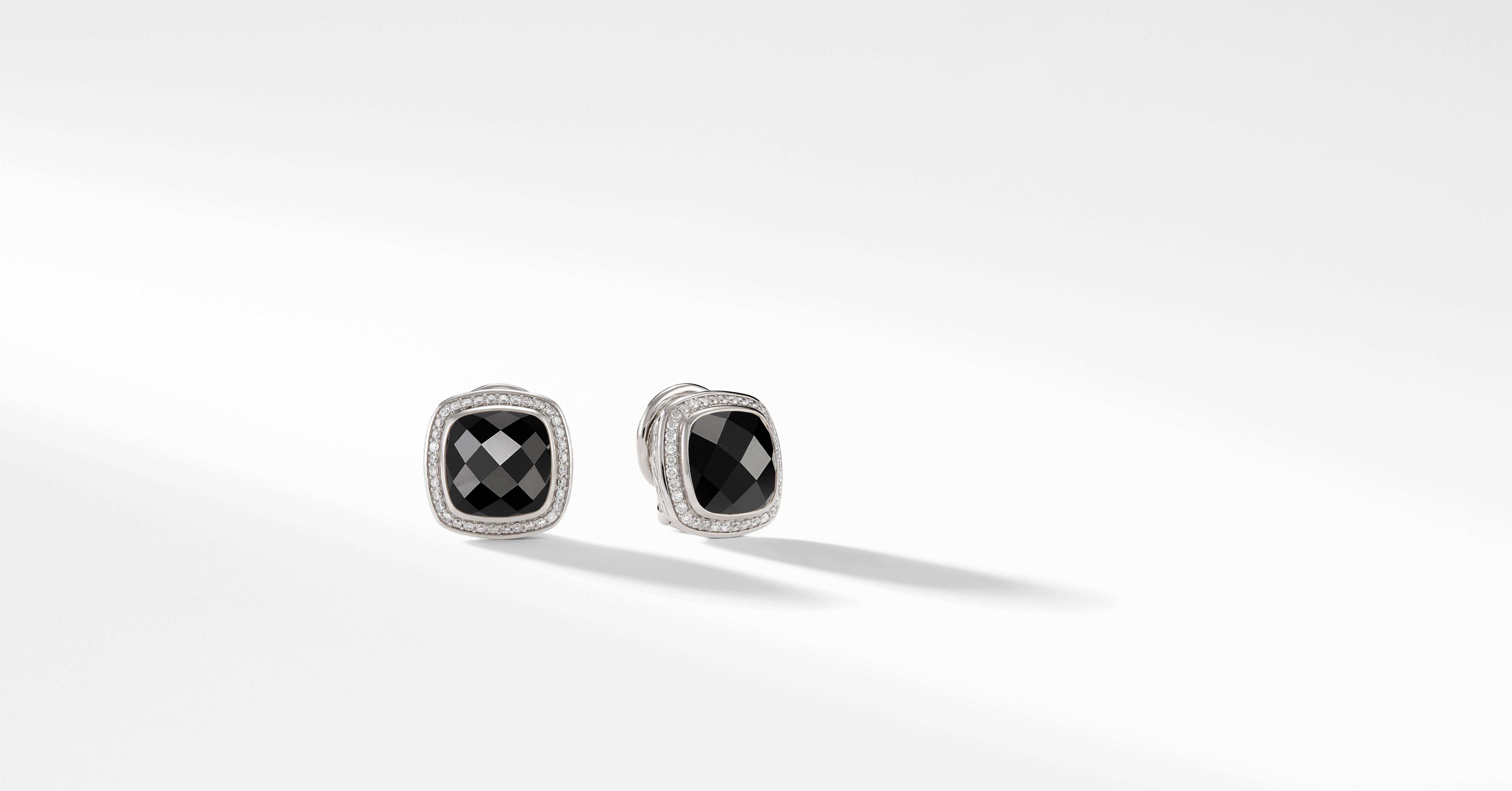 Albion® Stud Earrings in Sterling Silver with Black Onyx and Pavé