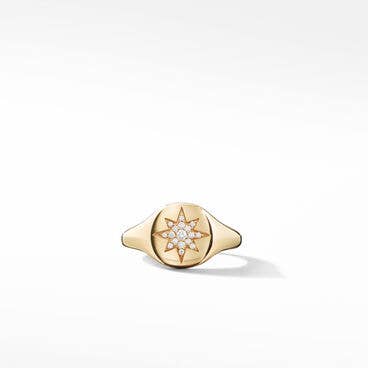 Cable Collectibles® Compass Pinky Ring in 18K Yellow Gold with Pavé Diamonds