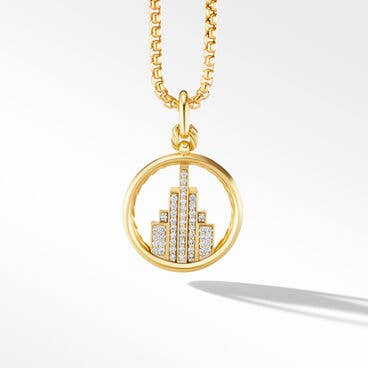 Empire Amulet in 18K Yellow Gold with Pavé Diamonds
