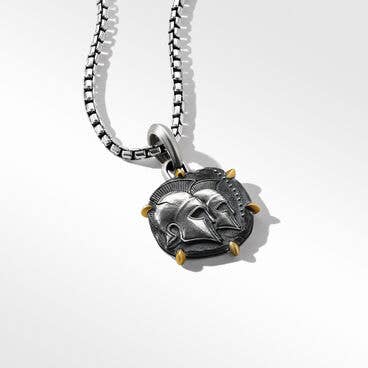 Gemini Amulet in Sterling Silver with 18K Yellow Gold