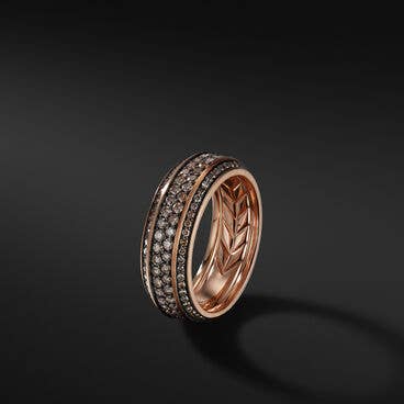 Streamline® Beveled Band Ring in 18K Rose Gold with Pavé Cognac Diamonds