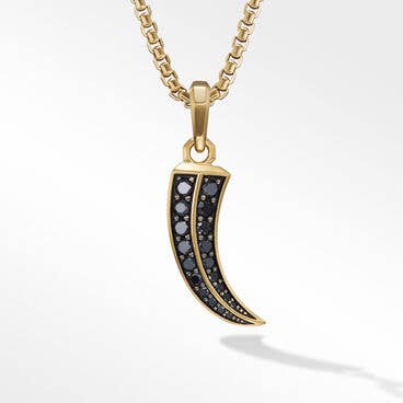 Roman Claw Amulet in 18K Yellow Gold with Pavé Black Diamonds