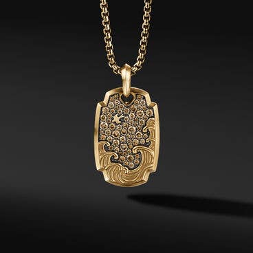 Waves Pendant in 18K Yellow Gold with Pavé Cognac Diamonds
