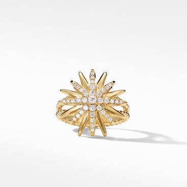 Starburst Ring in 18K Yellow Gold with Diamonds, 19mm