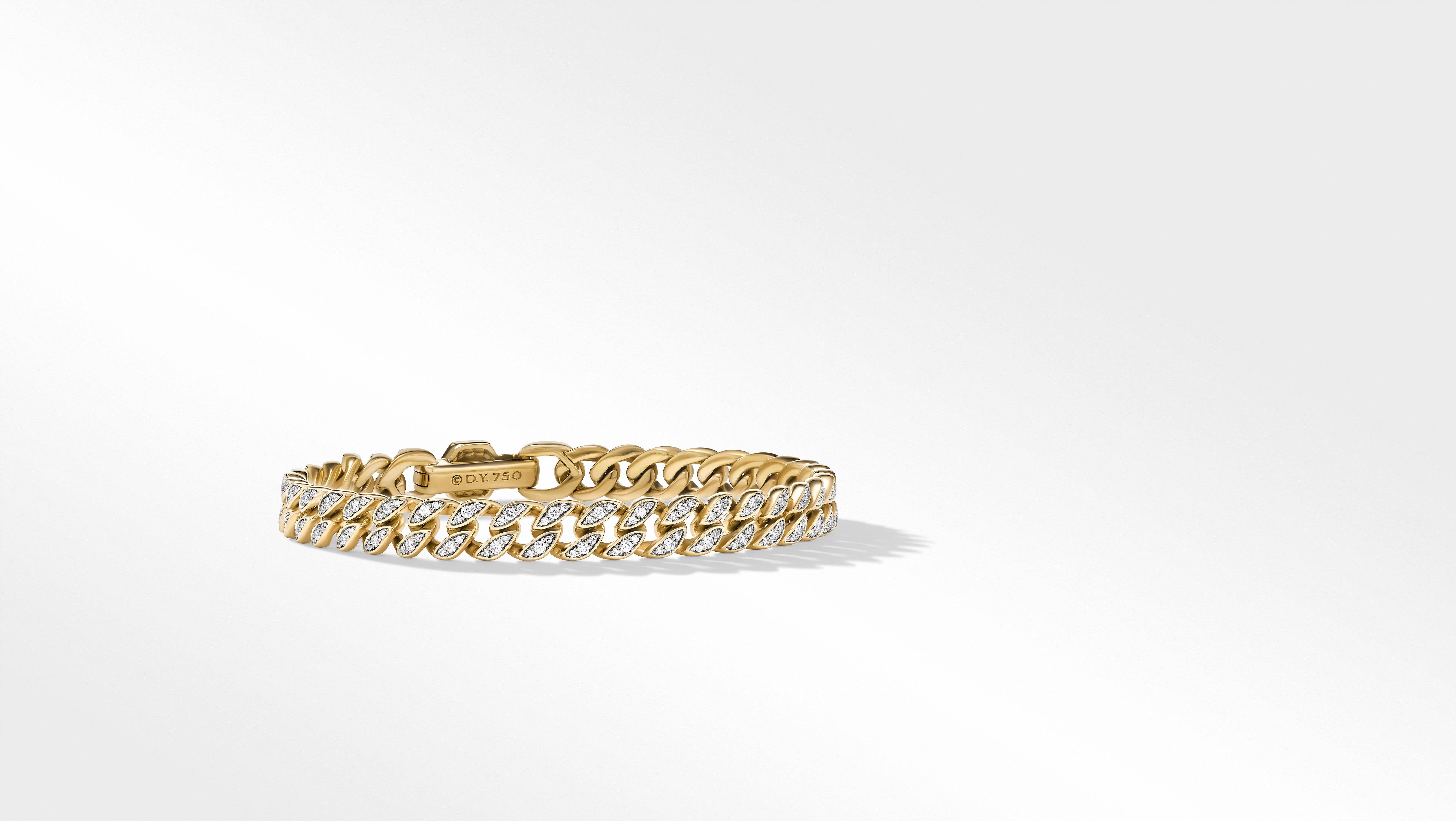 David Yurman Curb Chain Bracelet in 18K Yellow Gold with Pavu00c3u00a9  Diamonds