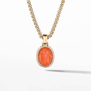 Petrvs® Scarab Amulet in 18K Yellow Gold with Carnelian and Pavé Diamonds
