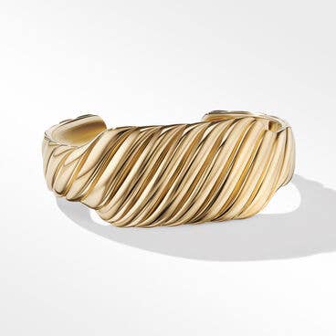 Sculpted Cable Contour Cuff Bracelet in 18K Yellow Gold