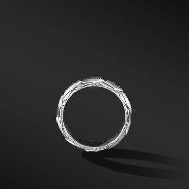 Empire Band Ring in Sterling Silver with Pavé Black Diamonds