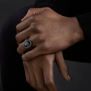 Petrvs® Scarab Signet Ring with Black Onyx and Pavé Black Diamonds