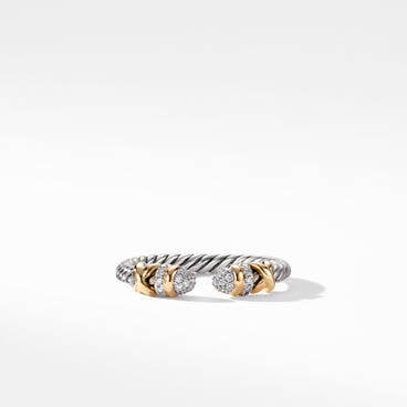 Petite Helena Open Ring with 18K Yellow Gold and Pavé Diamonds