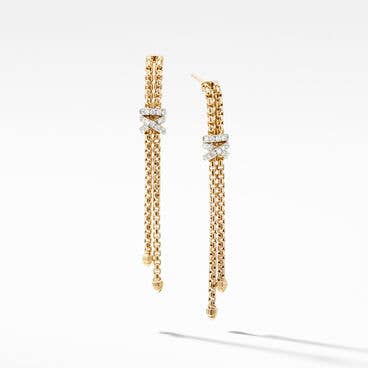 Helena Box Chain Drop Earrings in 18K Yellow Gold with Pavé Diamonds