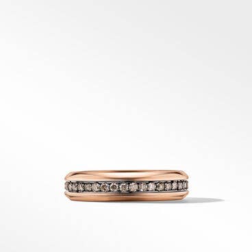 Streamline® Band Ring in 18K Rose Gold with Pavé Cognac Diamonds
