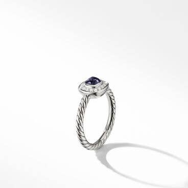 Albion® Kids Ring in Sterling Silver with Black Orchid and Pavé Diamonds