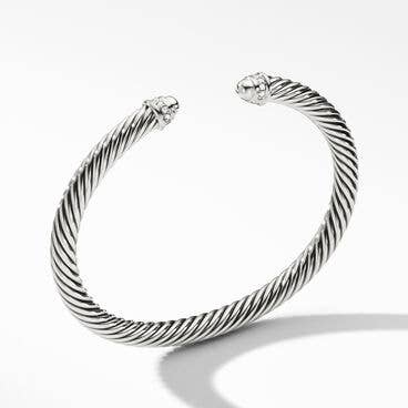 Cable Classics Bracelet in Sterling Silver with Pavé Diamonds