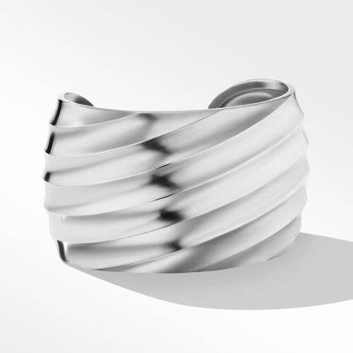 Cable Edge Bracelet in Recycled Sterling Silver, 40mm