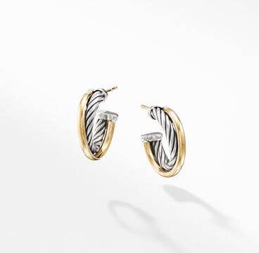 Crossover Hoop Earrings with 18K Yellow Gold