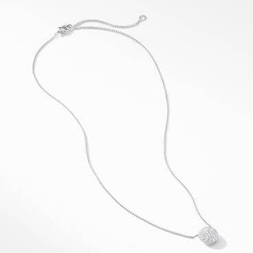 Pavé Cushion Pendant Necklace in 18K White Gold with Diamonds