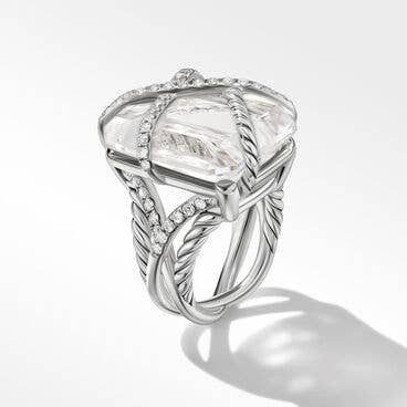 Crossover Wrap Ring with Crystal and Pavé Diamonds