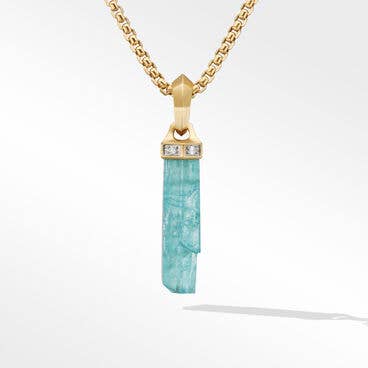 Gothic Crystal Amulet with Grandidierite, Pavé Diamonds and 18K Yellow Gold