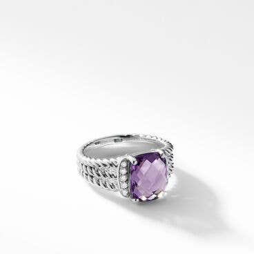 Petite Wheaton® Ring with Amethyst and Pavé Diamonds