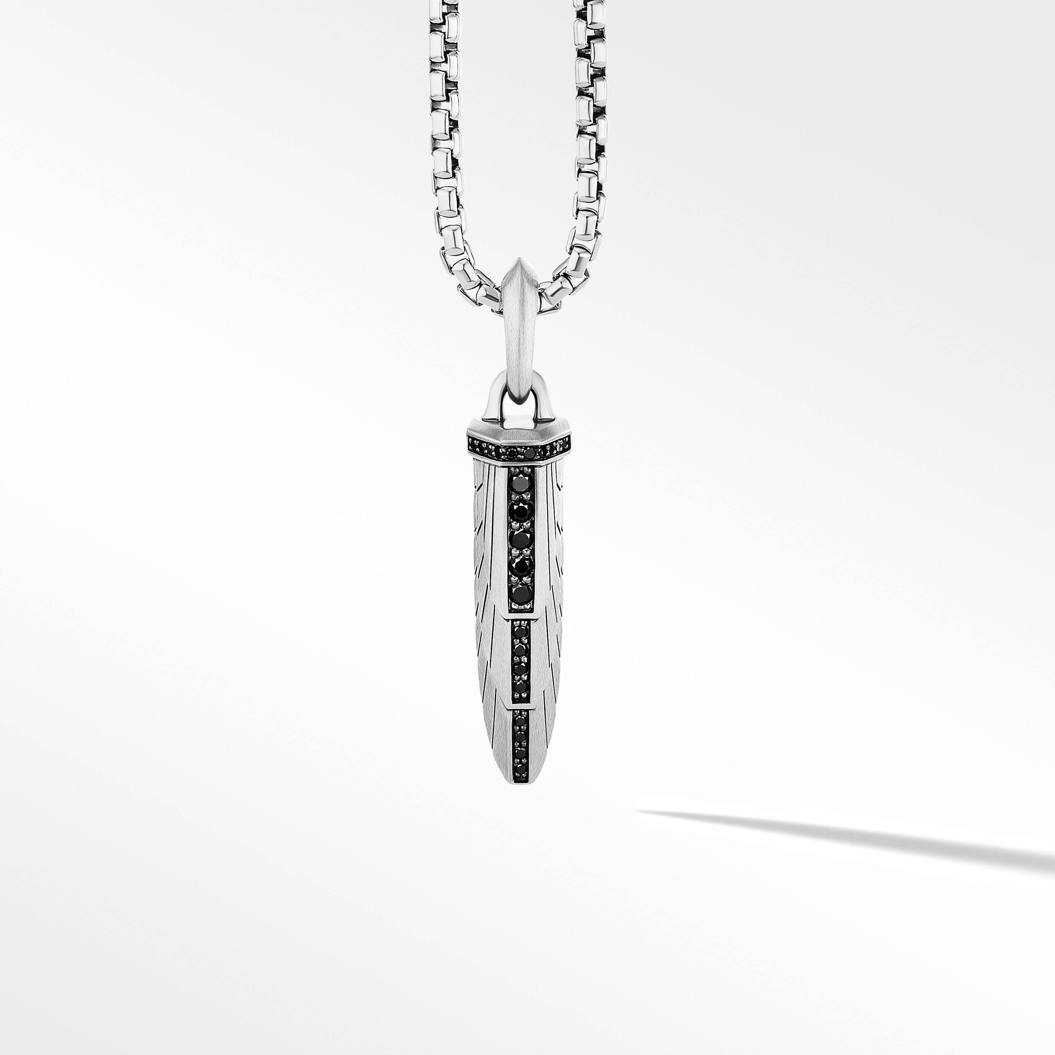 Empire Amulet in Sterling Silver with Pavé Black Diamonds