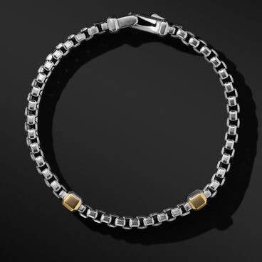 Double Box Chain Bracelet with 18K Yellow Gold
