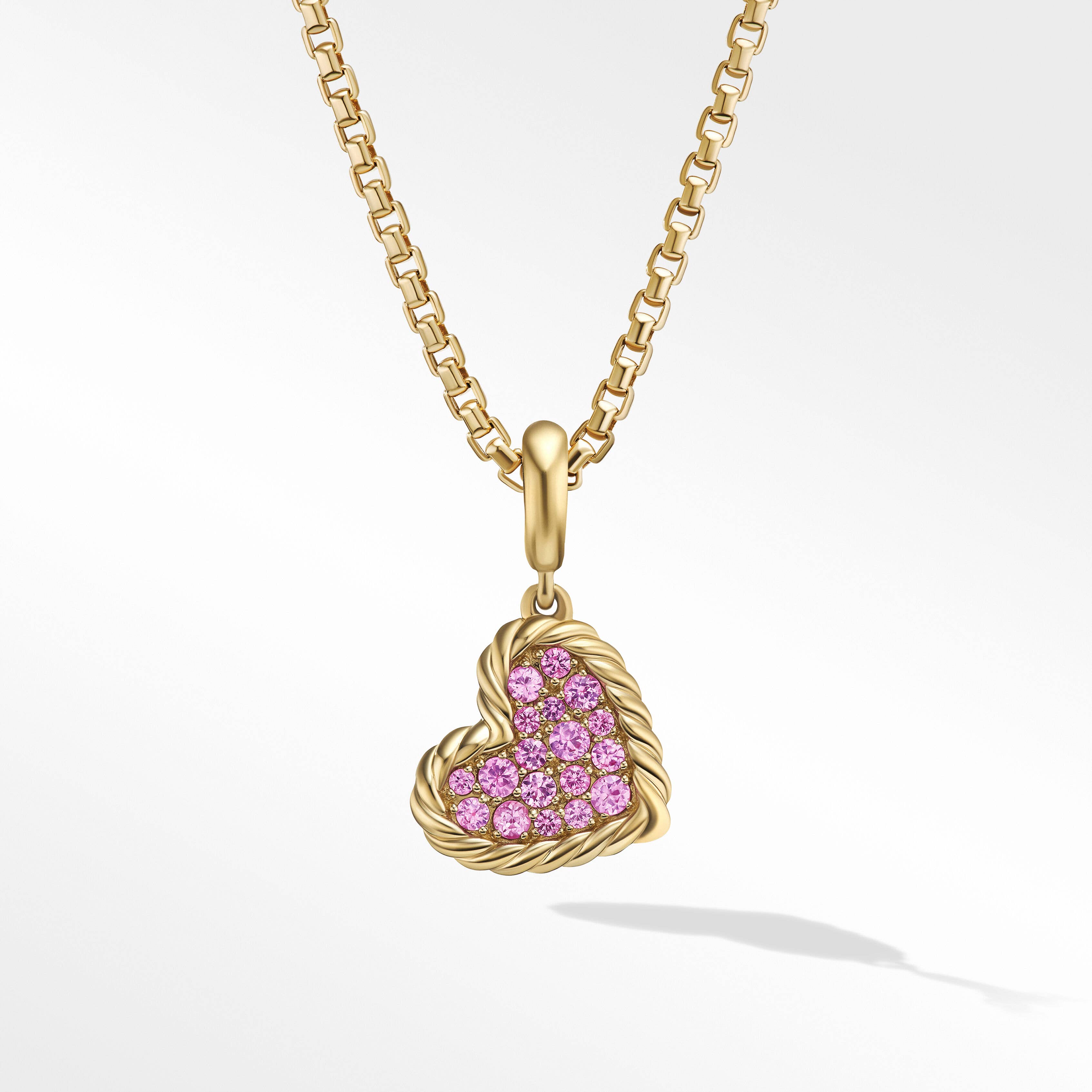 DY Elements® Heart Pendant in 18K Yellow Gold with Pavé Pink Sapphires