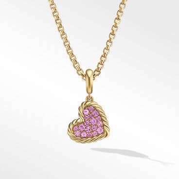 DY Elements® Heart Pendant in 18K Yellow Gold with Pavé Pink Sapphires