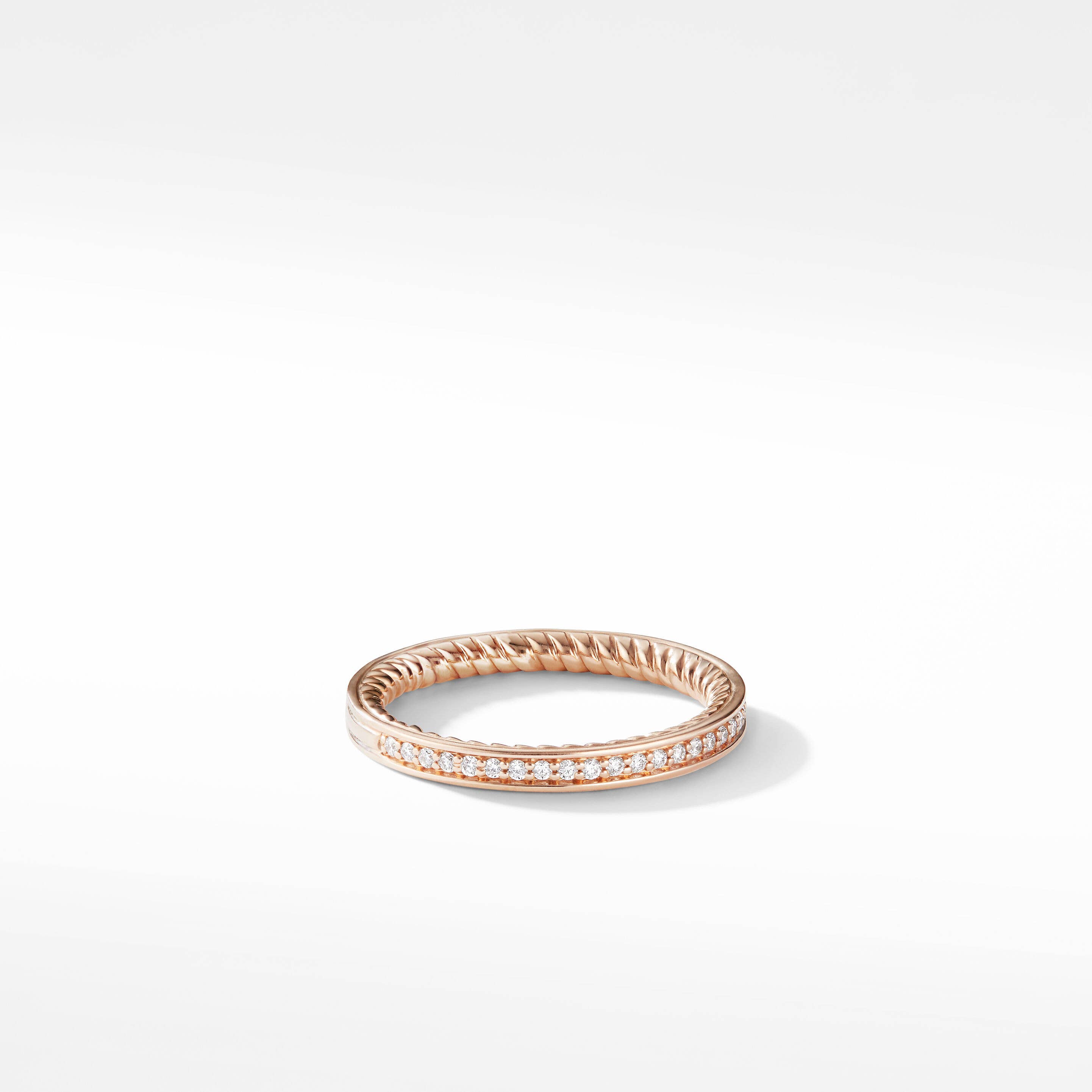 DY Eden Partway Band Ring in 18K Rose Gold with Pavé Diamonds