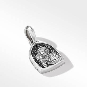 St. Anthony Amulet in Sterling Silver with Pavé Black Diamonds