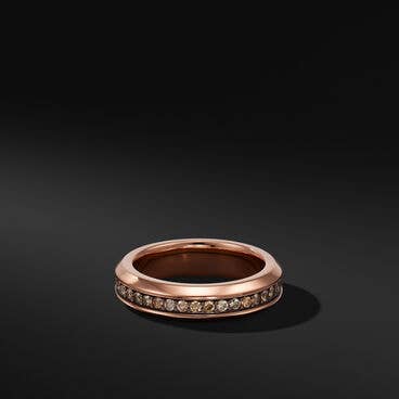 Streamline® Band Ring in 18K Rose Gold with Pavé Cognac Diamonds