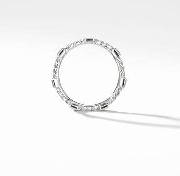 Cable Collectibles® Stack Ring in 18K White Gold with Diamonds