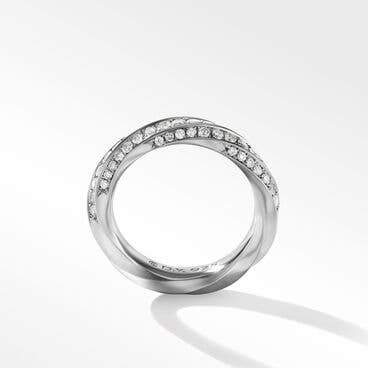 Cable Edge Band Ring in Recycled Sterling Silver with Diamonds, 5mm